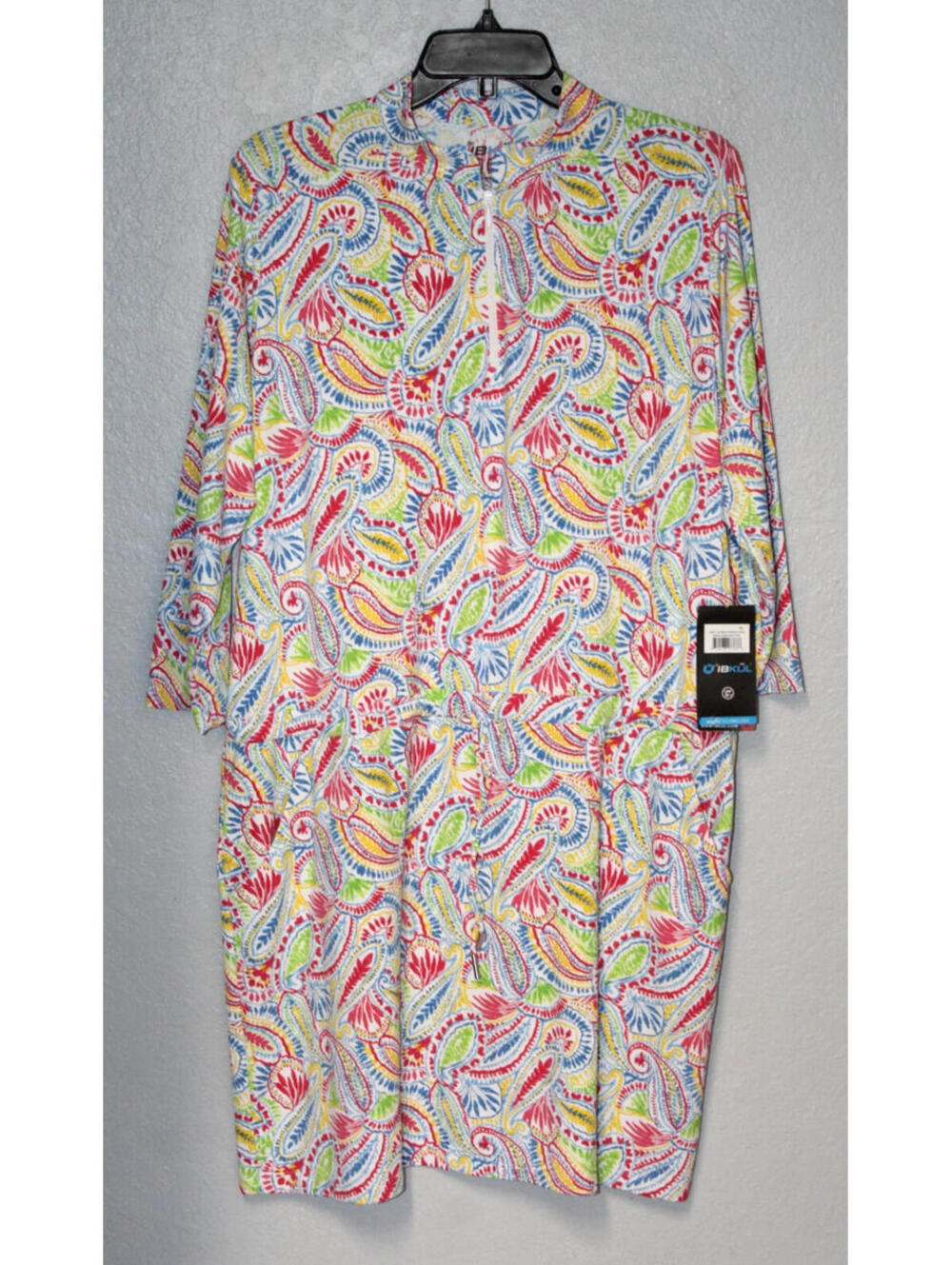 NEW IBKUL Massie Print 3/4 Sleeve Drawstring Dress Watermelon Multi Women XL NWT